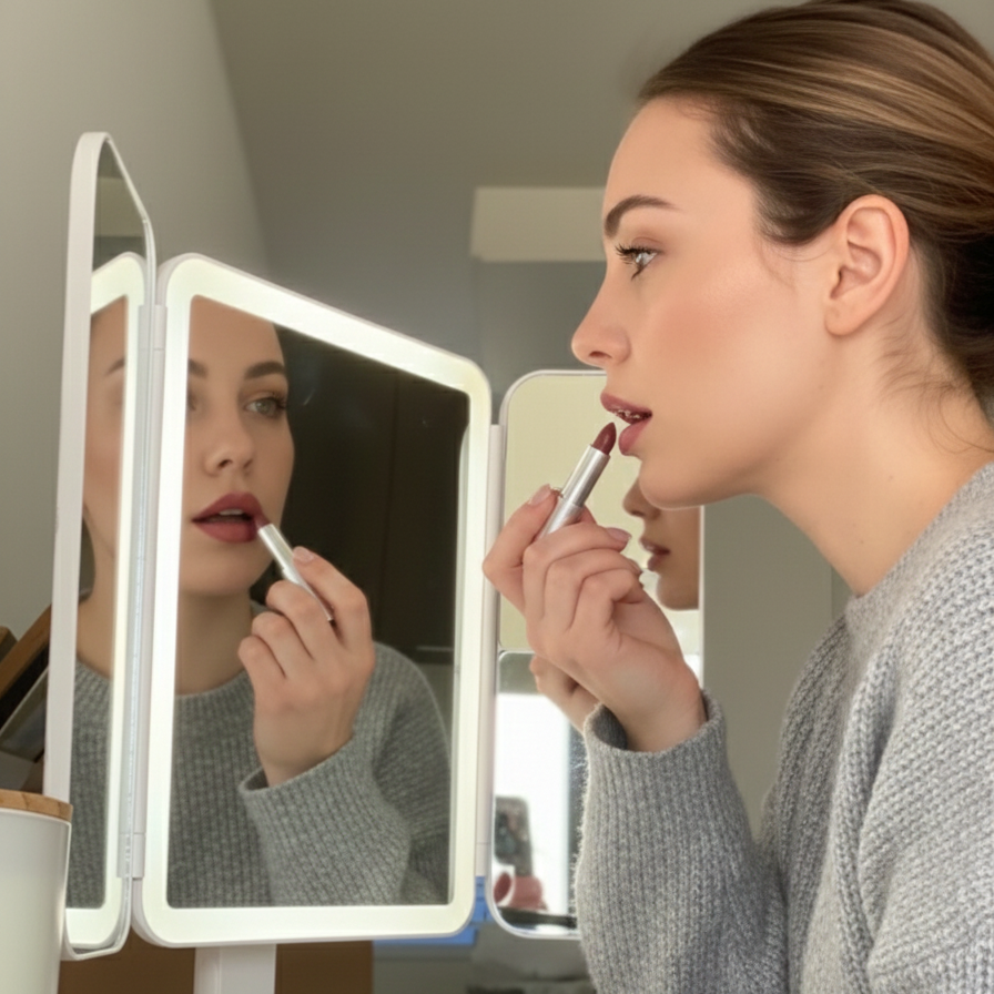 Elvyn Black Lume™ Tri-Fold LED Vanity Mirror