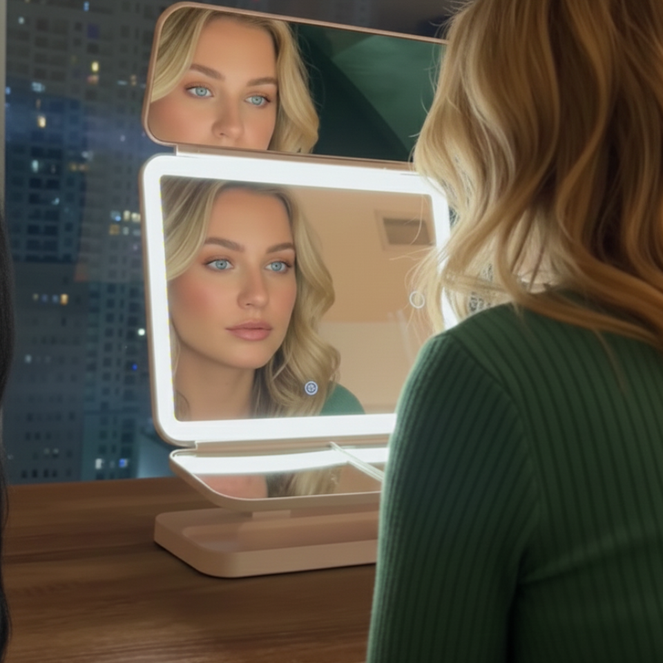 Elvyn Black Lume™ Tri-Fold LED Vanity Mirror