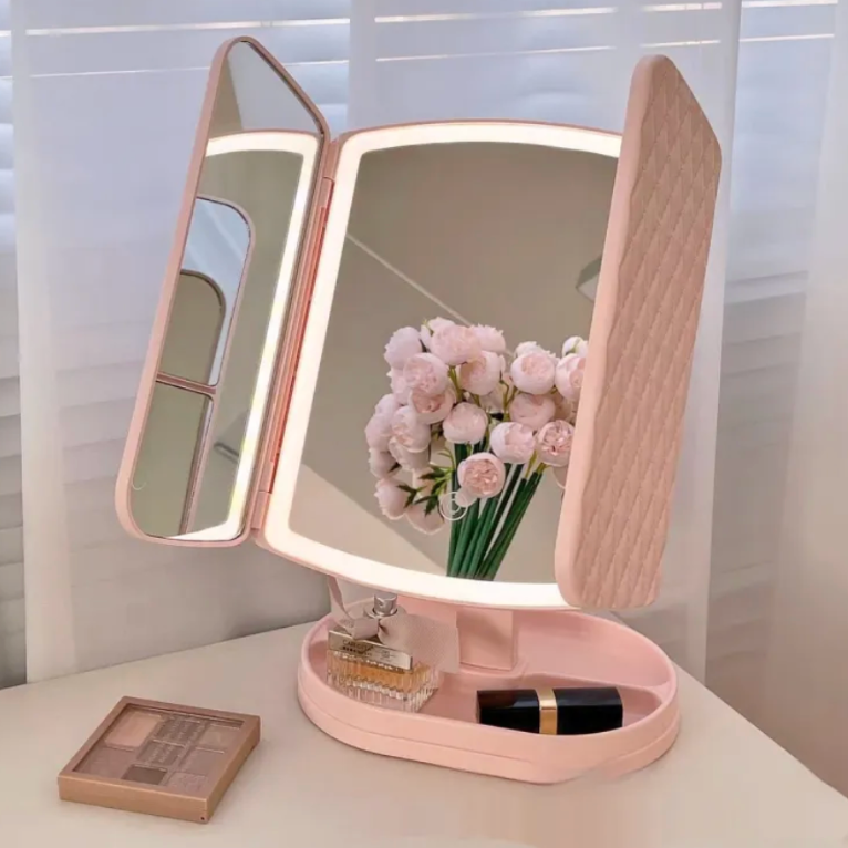 Elvyn Pink Lume™ Tri-Fold LED Vanity Mirror