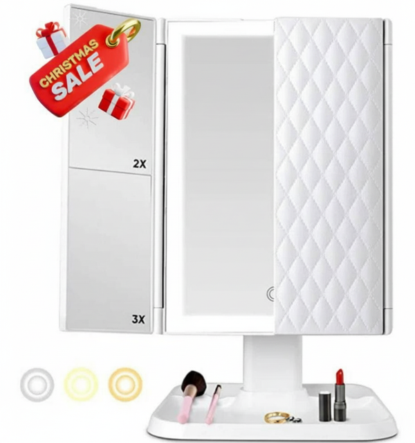 Elvyn White Lume™ Tri-Fold LED Vanity Mirror