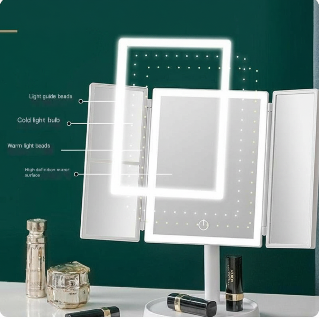 Elvyn Pink Lume™ Tri-Fold LED Vanity Mirror